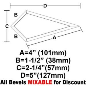4X 1 1/2" X 2 1/4" X 5" TEAR DROP BEVEL (BVT04)"