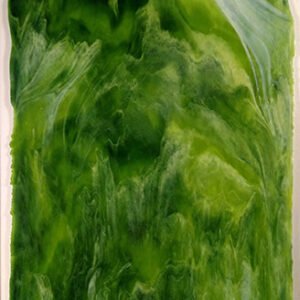 YOUGHIOGHENY - Lime green stipple, silver yellow & emerald green opalescent