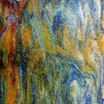 YOUGHIOGHENY - AMBER CATHEDRAL with BLUE,RED,GREEN AND WHITE -PER SHEET
