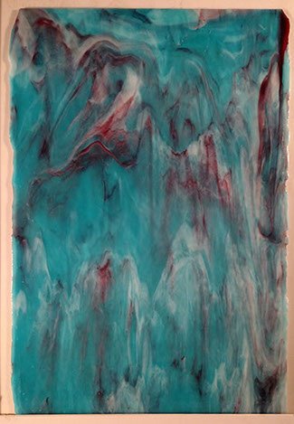 YOUGHIOGHENY - Turquoise stipple, white opalescent and gold pink