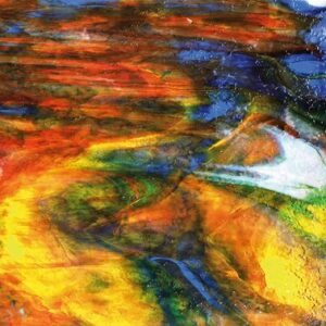 Uroboros three blues, yellow-amber, reds