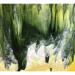 UROBOROS - DARK GREEN AND YELLOW ON WHITE,RING MOTTLE