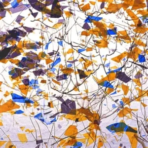 UROBOROS - AMBER/SPOTTED OPAL FRAC.MIXED W/AZURE BLUE IRIS PURP. & BROWN WRIGGLY STR.